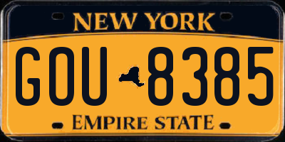 NY license plate GOU8385