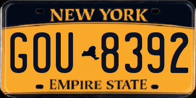 NY license plate GOU8392