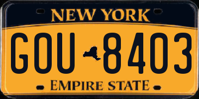 NY license plate GOU8403