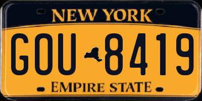 NY license plate GOU8419