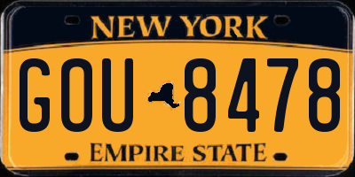 NY license plate GOU8478