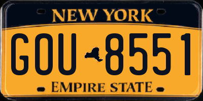 NY license plate GOU8551