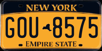 NY license plate GOU8575
