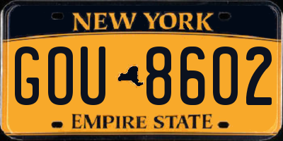 NY license plate GOU8602