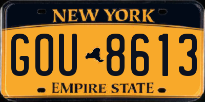 NY license plate GOU8613