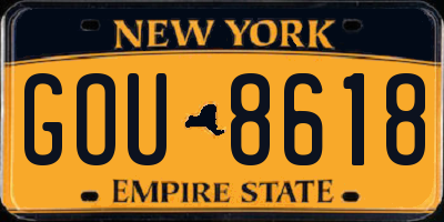 NY license plate GOU8618
