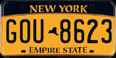 NY license plate GOU8623