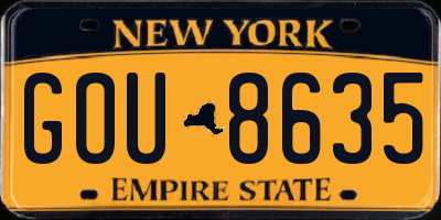 NY license plate GOU8635