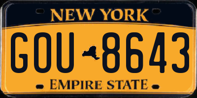 NY license plate GOU8643