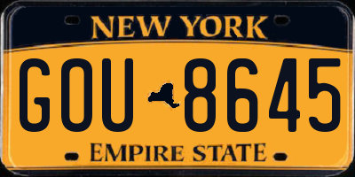 NY license plate GOU8645