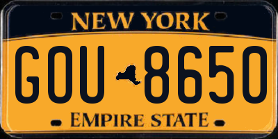 NY license plate GOU8650