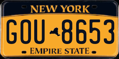 NY license plate GOU8653
