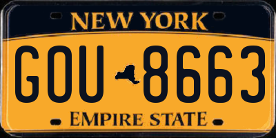 NY license plate GOU8663