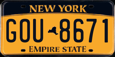 NY license plate GOU8671