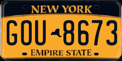 NY license plate GOU8673