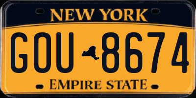 NY license plate GOU8674
