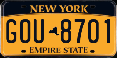 NY license plate GOU8701