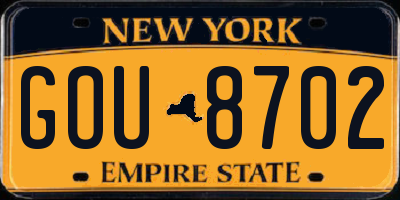 NY license plate GOU8702