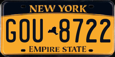 NY license plate GOU8722
