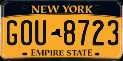 NY license plate GOU8723