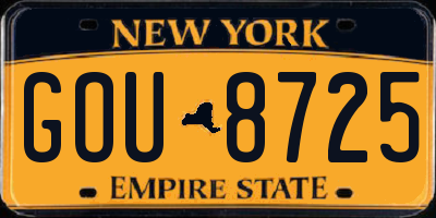 NY license plate GOU8725
