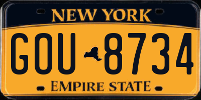 NY license plate GOU8734
