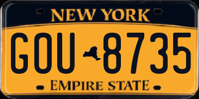 NY license plate GOU8735