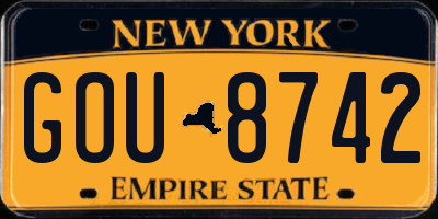 NY license plate GOU8742