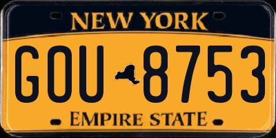NY license plate GOU8753