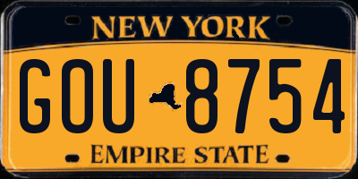 NY license plate GOU8754