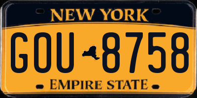 NY license plate GOU8758