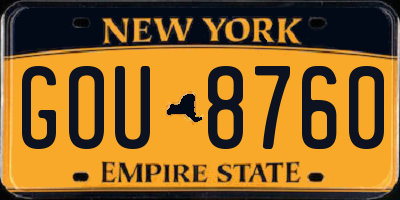 NY license plate GOU8760