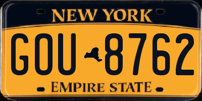 NY license plate GOU8762
