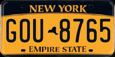 NY license plate GOU8765