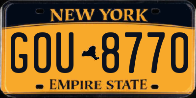NY license plate GOU8770