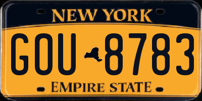 NY license plate GOU8783