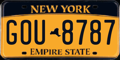 NY license plate GOU8787