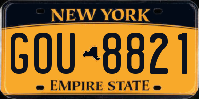 NY license plate GOU8821