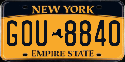 NY license plate GOU8840