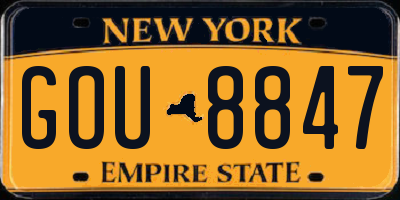 NY license plate GOU8847