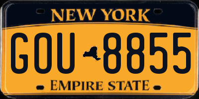 NY license plate GOU8855