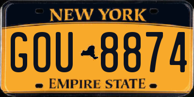 NY license plate GOU8874