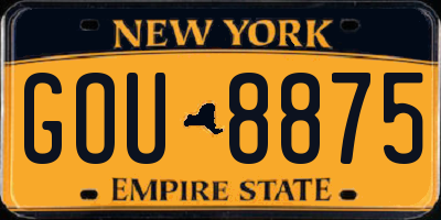 NY license plate GOU8875
