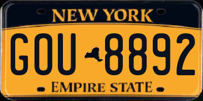 NY license plate GOU8892