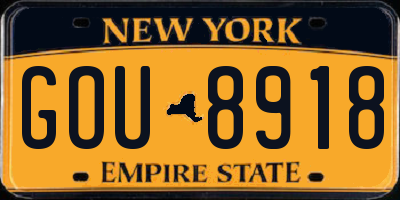 NY license plate GOU8918