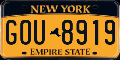 NY license plate GOU8919