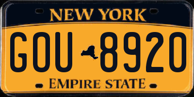 NY license plate GOU8920