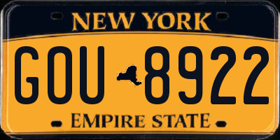 NY license plate GOU8922