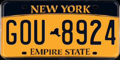 NY license plate GOU8924