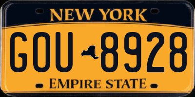 NY license plate GOU8928